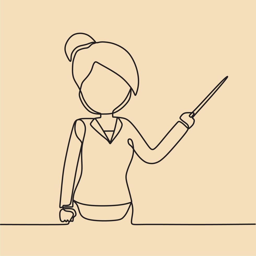 continuous line drawing on teacher vector