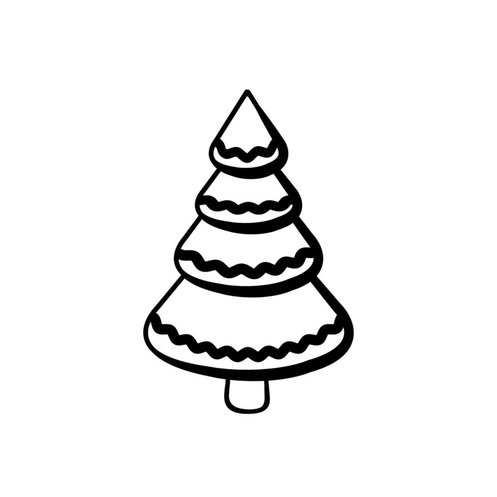 Fir tree black line icon. Pine sketch illustration vector