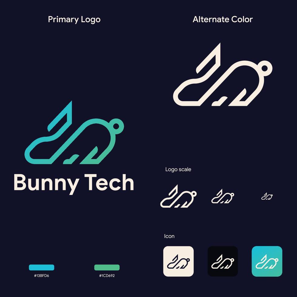 elegant bunny rabbit logo concept template vector