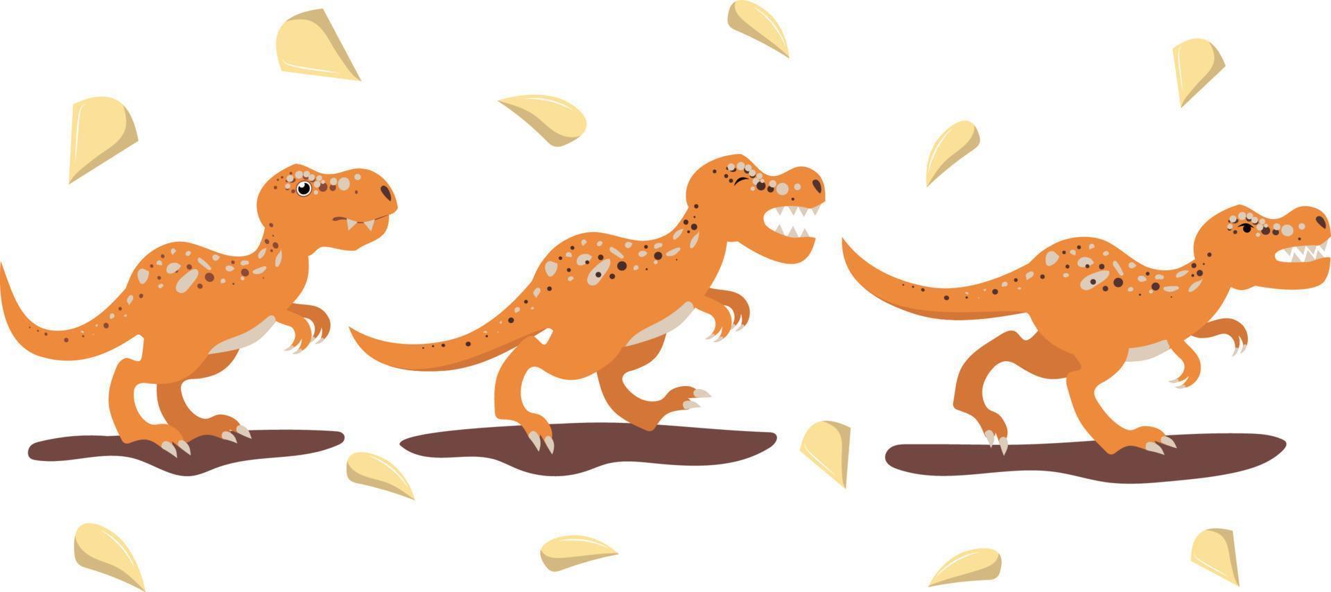 dinosaur predator moves in different poses vector