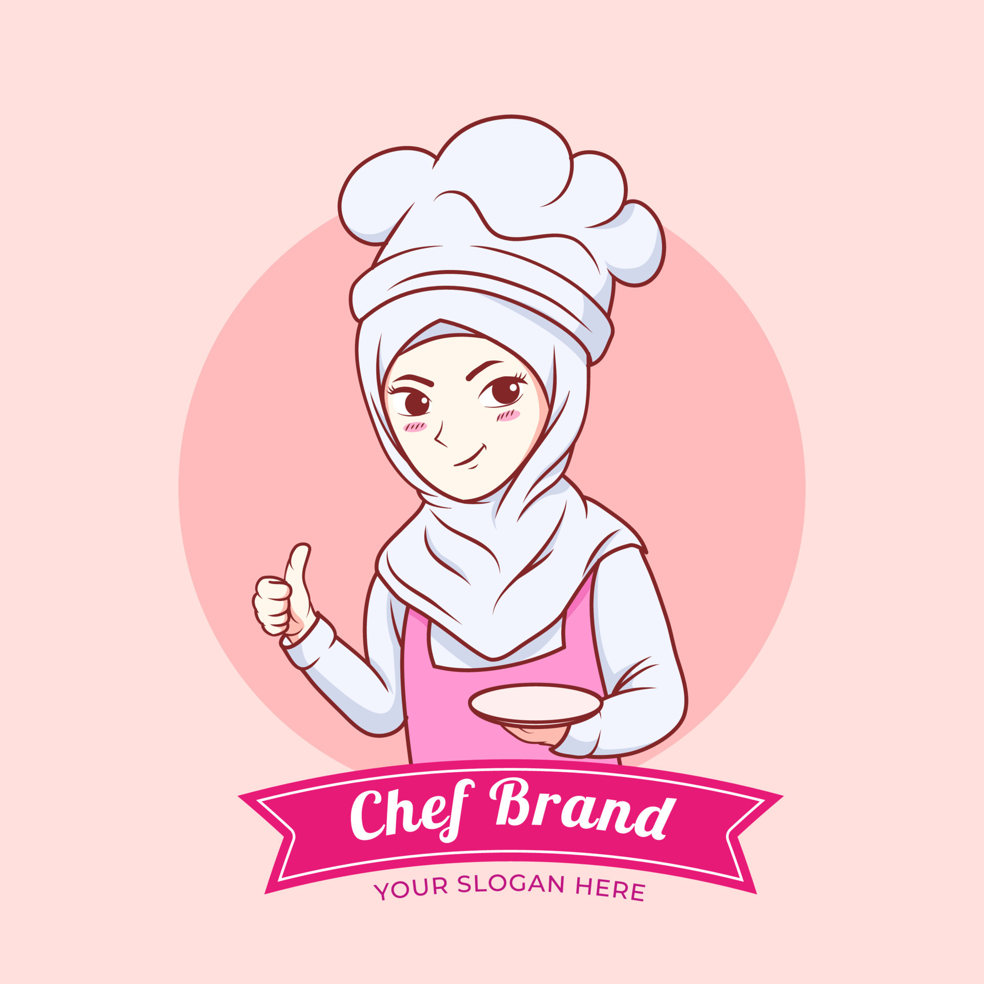 Cute Bakery chef girl smiling cartoon art illustration logo. 11975070 Vector Art at Vecteezy
