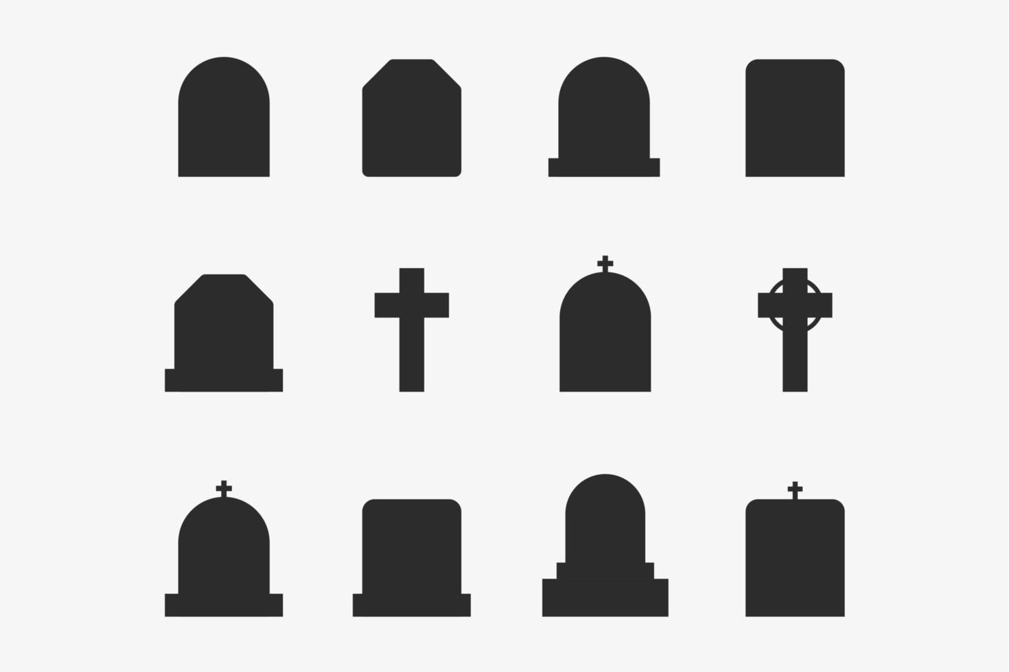 conjunto de iconos de silueta de lápida adecuado para halloween y otros elementos de diseño aislados en fondo blanco vector