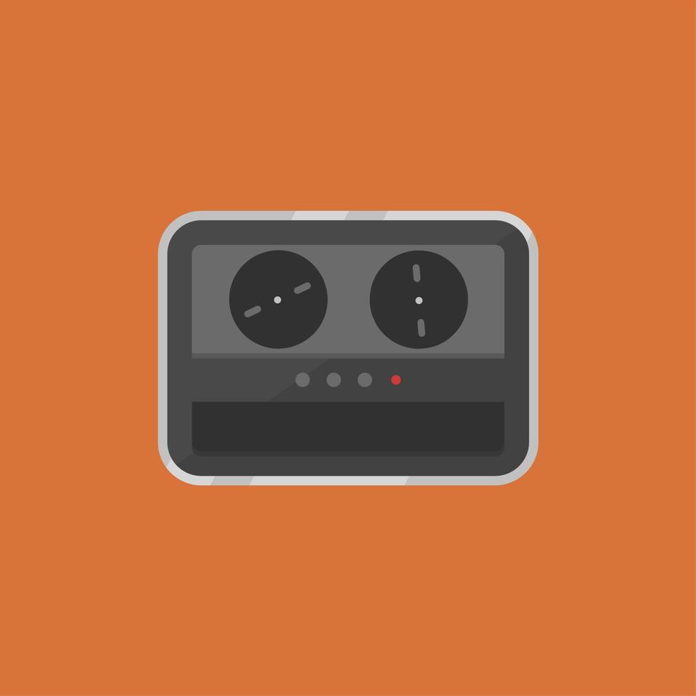 old school recorder flat icon illustration on orange background vector