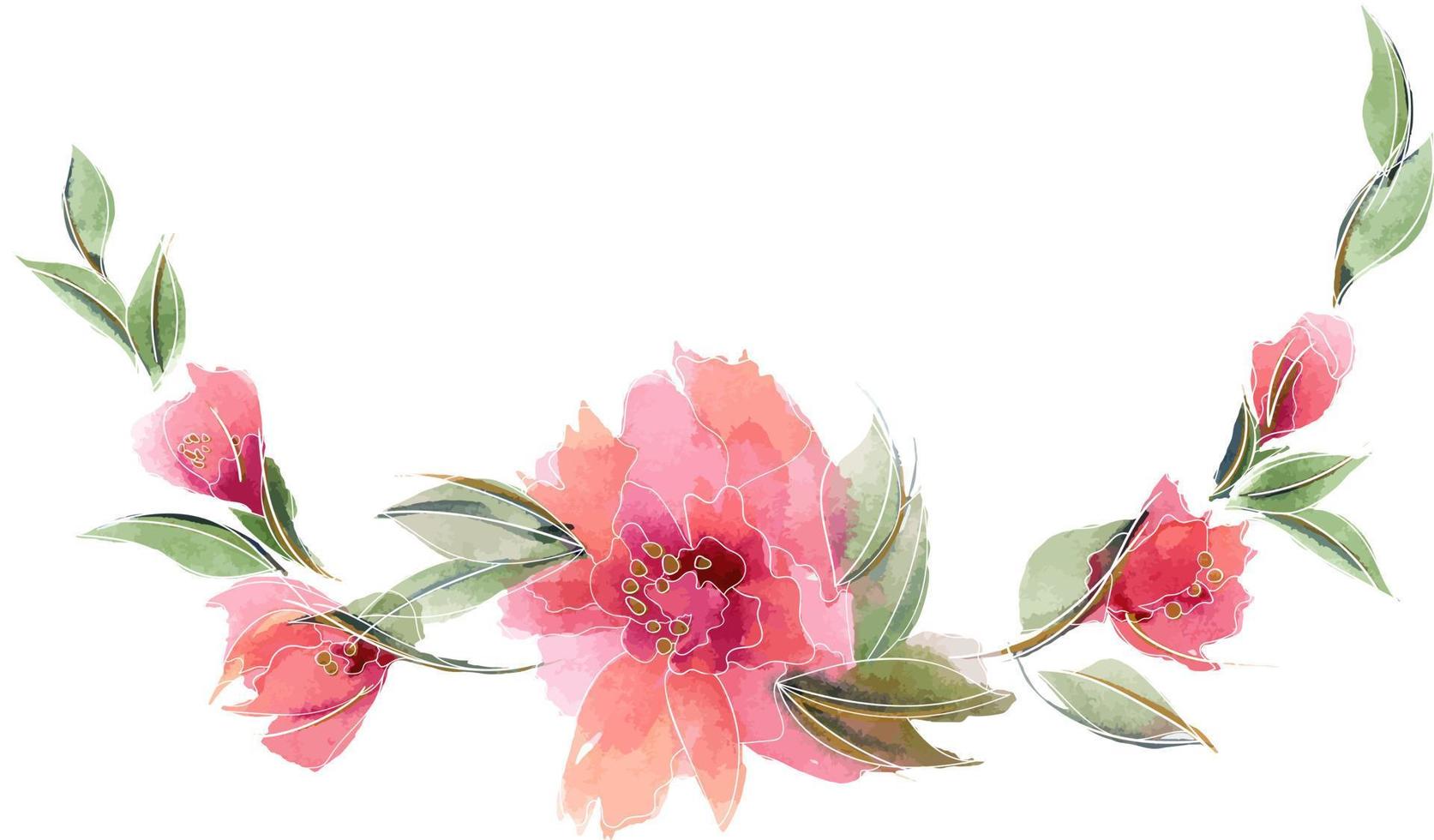 Pink floral ditsy rose garland vector