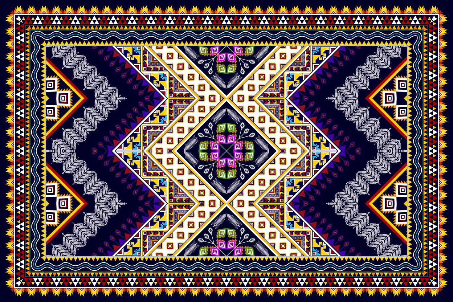 Ikat geometric abstract ethnic pattern design. Aztec fabric carpet mandala ornament ethnic chevron textile decoration wallpaper. Tribal boho native ethnic traditional embroidery vector background