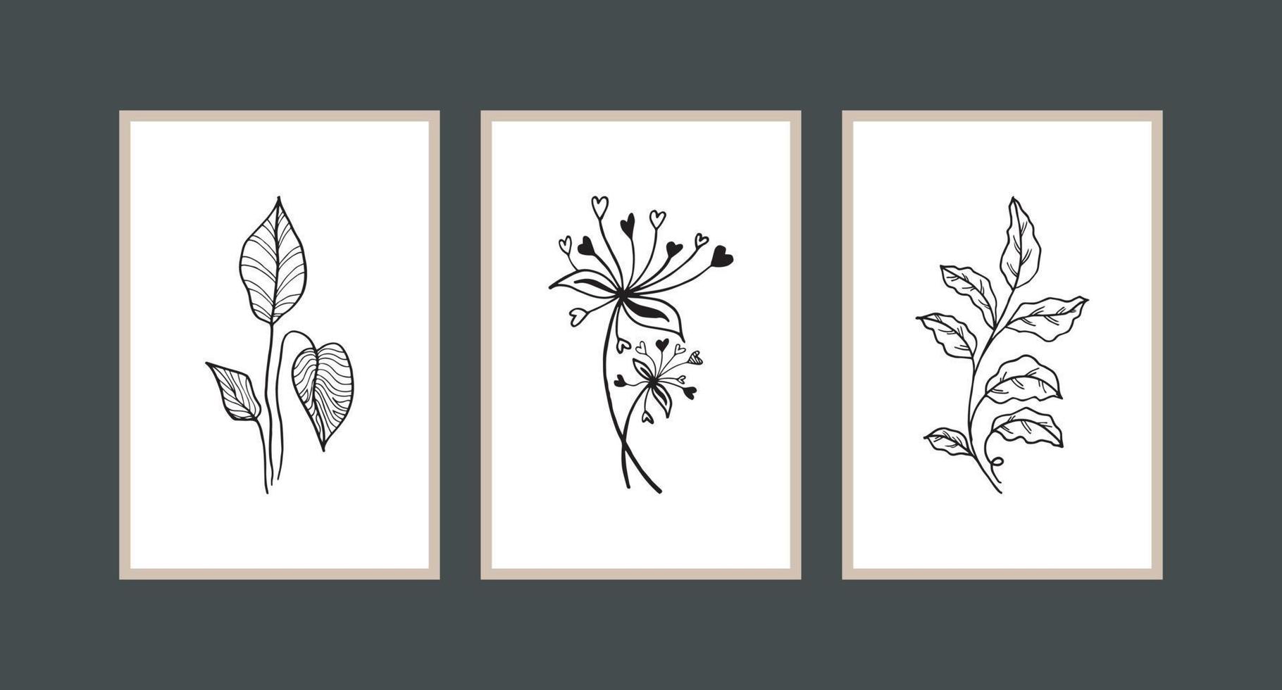 Modern boho abstract trendy background design. plant painting vector