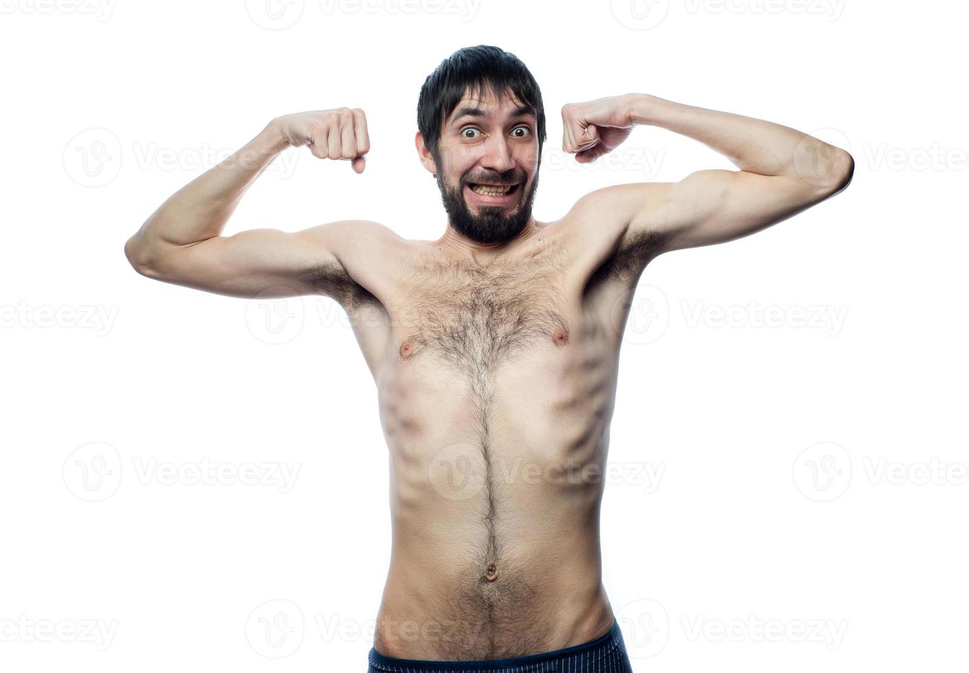 young man posing on white background photo