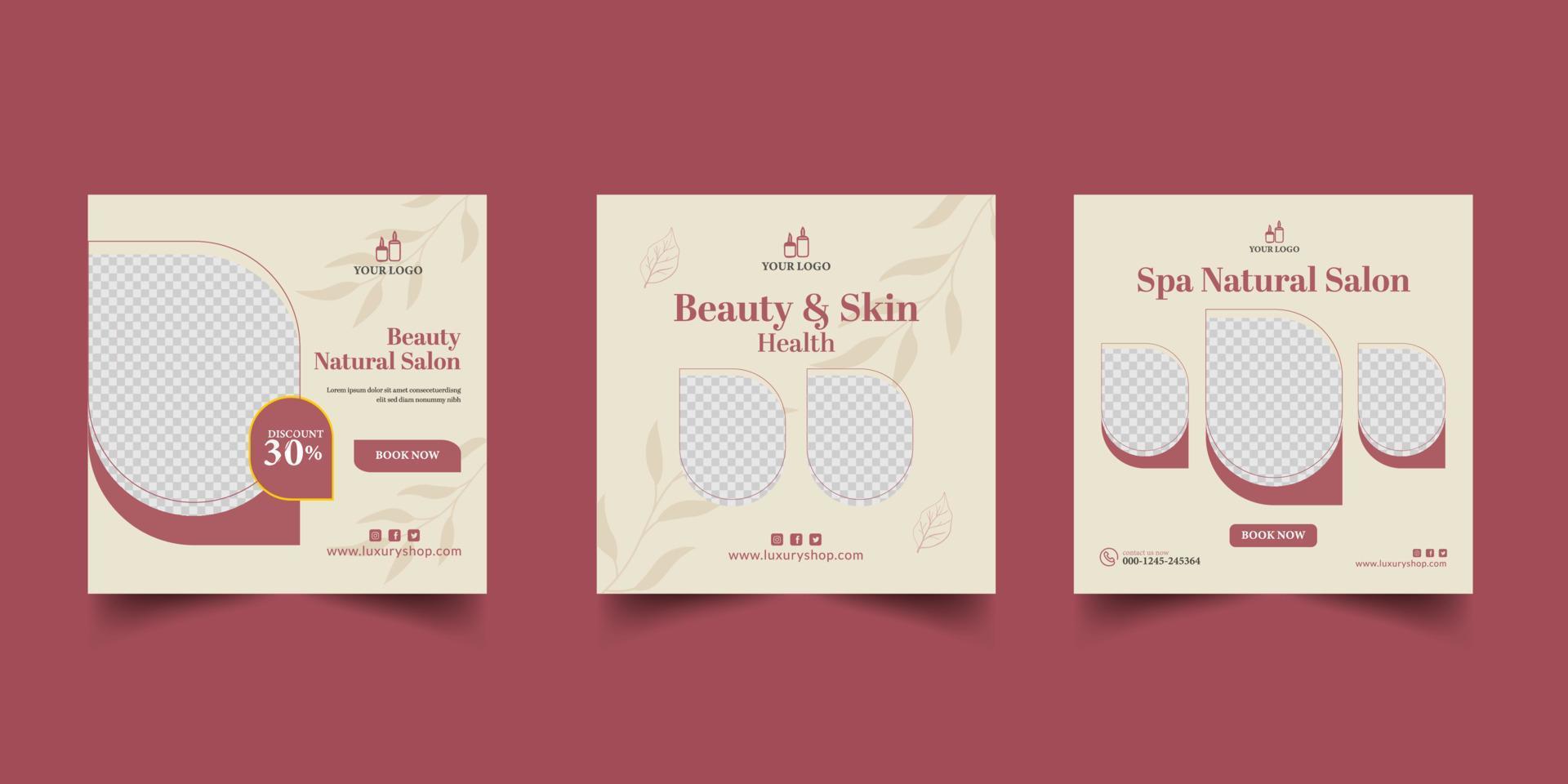 beauty and spa center social media post template vector