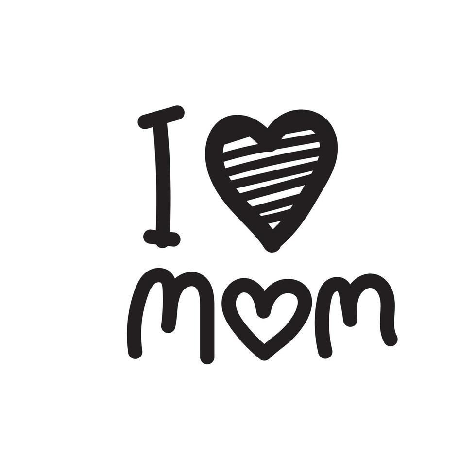 LINE ART TYPHOGRAPHY I LOVE MOM vector