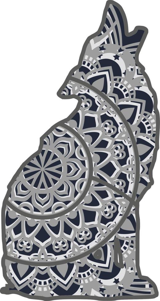 Wolf , 4 layers , perfect for a laser cutter vector