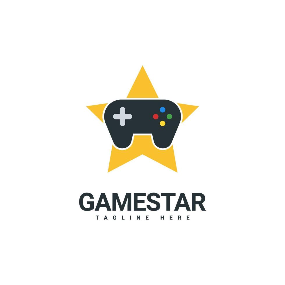 plantilla de diseño de logotipo de estrella de juego, combinación de joystick e iconos de estrella vector