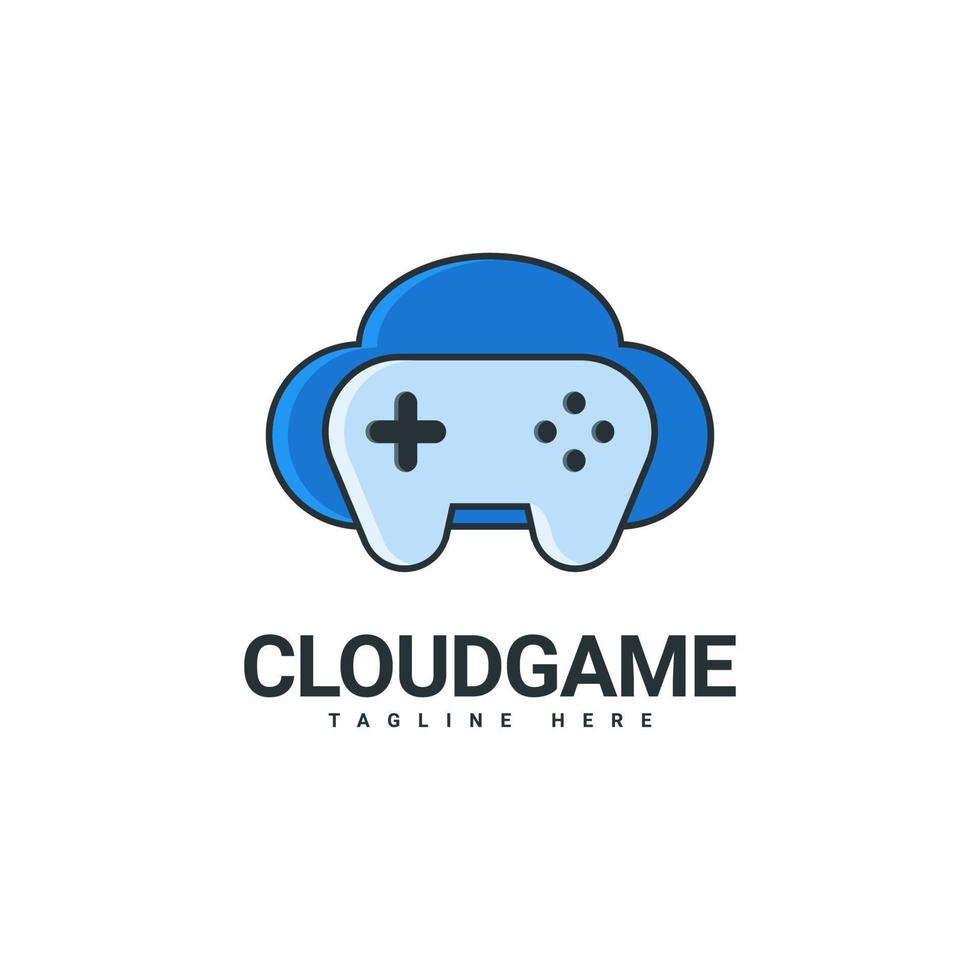 diseño de logotipo de juego en la nube, combinación de logotipo de joystick y nube, plantilla de vector de logotipo