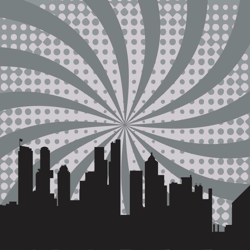 City Skyline with Comic Book Background vector