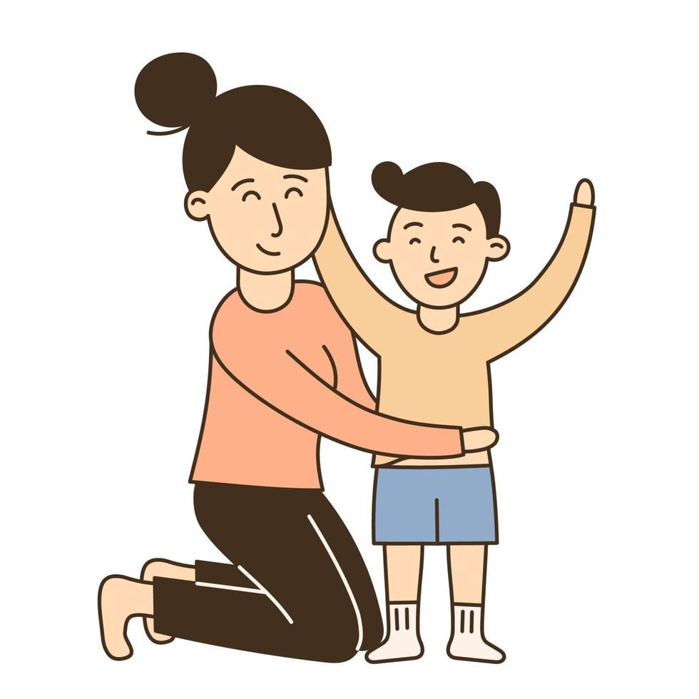 vestirse. icono de doodle de niño y familia dibujado a mano vector