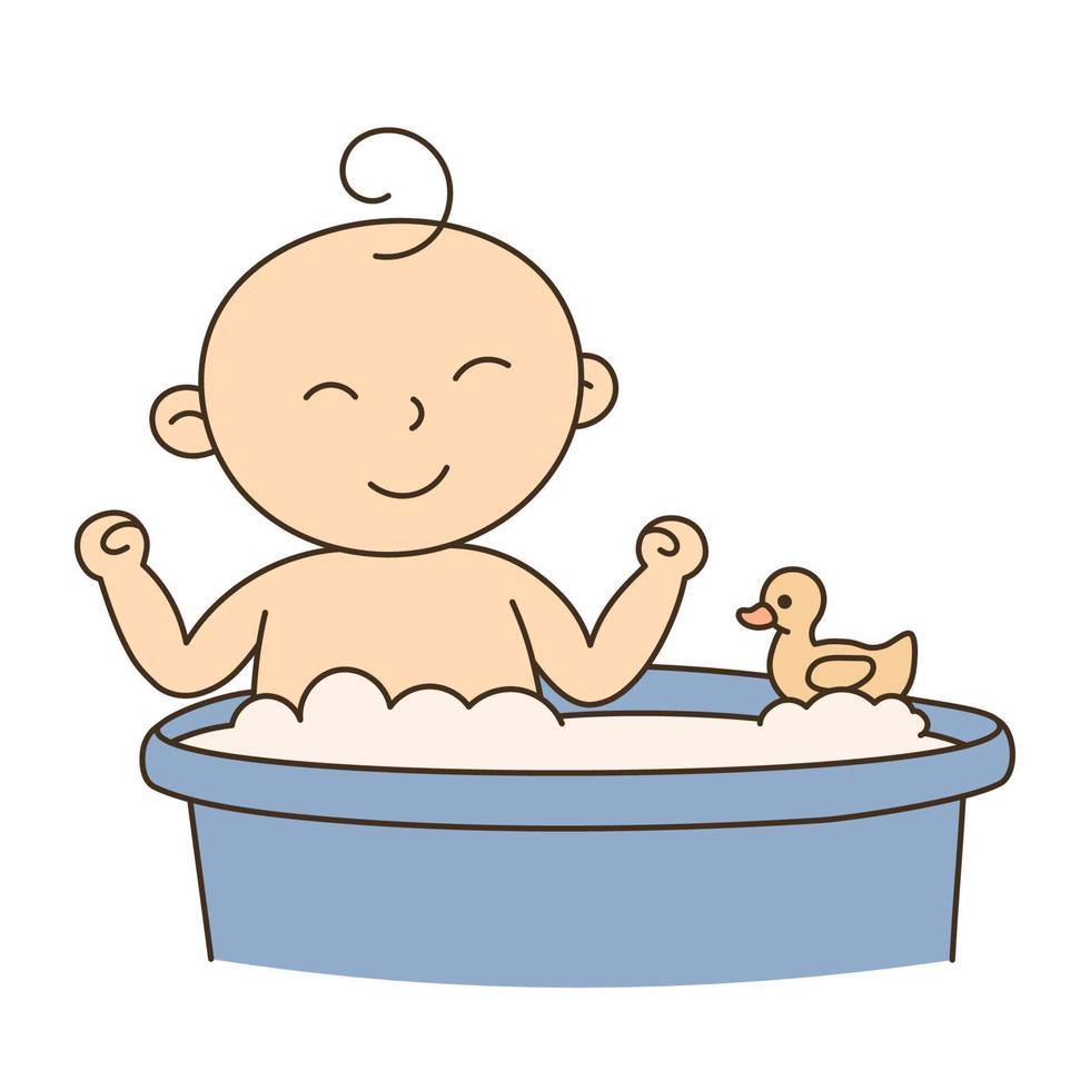 baño de bebe. icono de doodle de niño y familia dibujado a mano vector