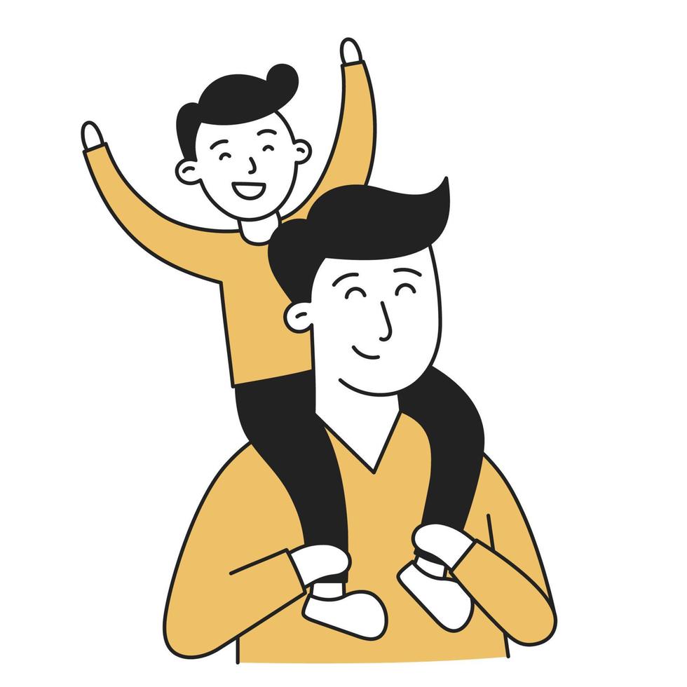 Dad. Hand Drawn Kid and Family doodle icon vector