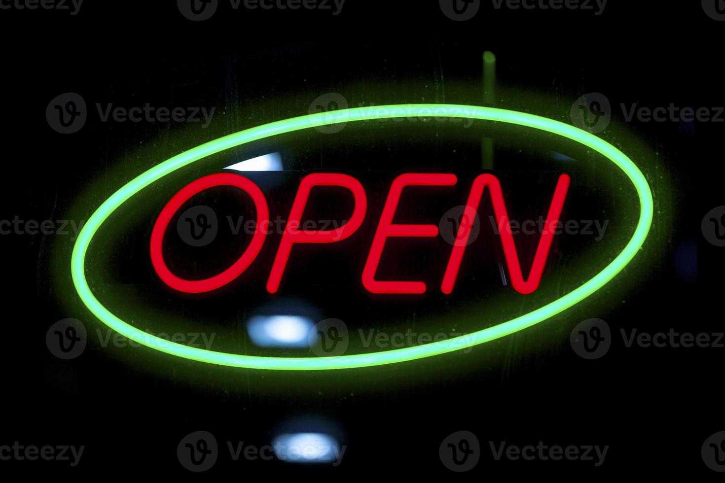 Open neon light sign photo
