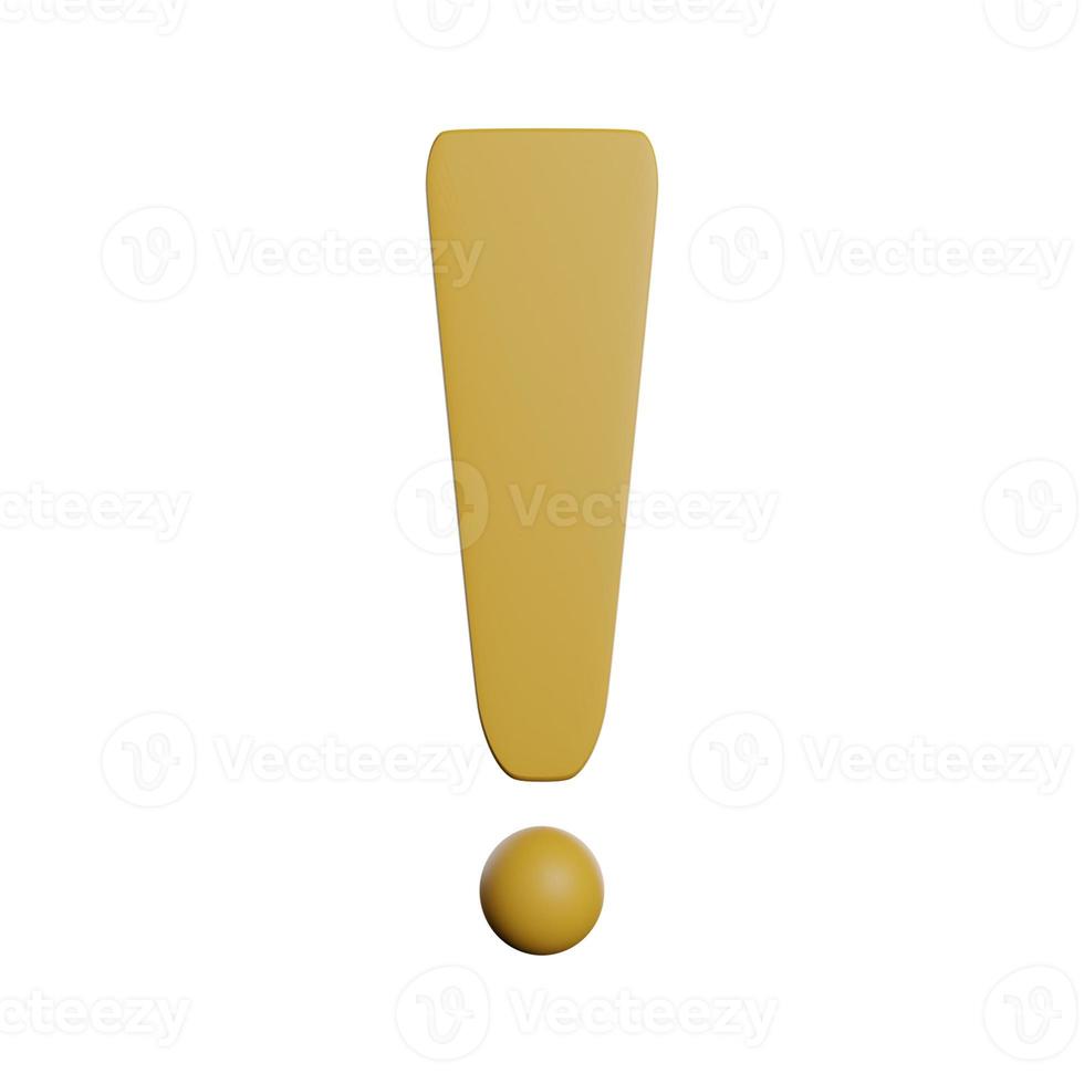 Exclamation mark 3D icon photo rendering illustration