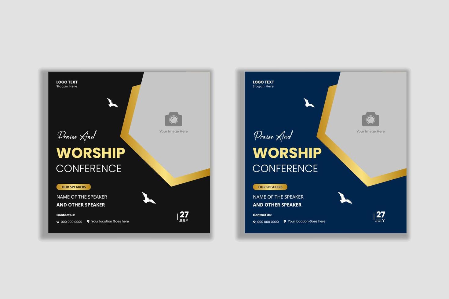 Church worship conference flyer social media post web banner vector