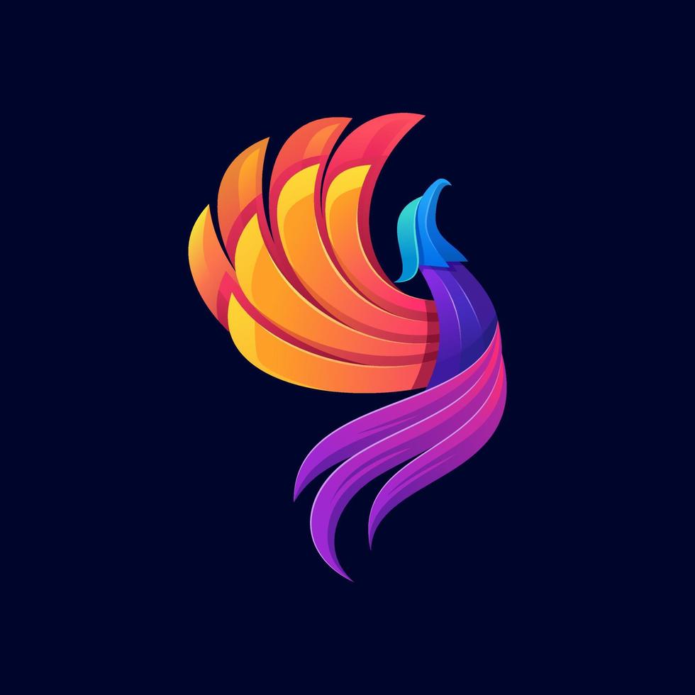 plantilla de vector de diseño de logotipo abstracto de pájaro de fuego de fénix volador