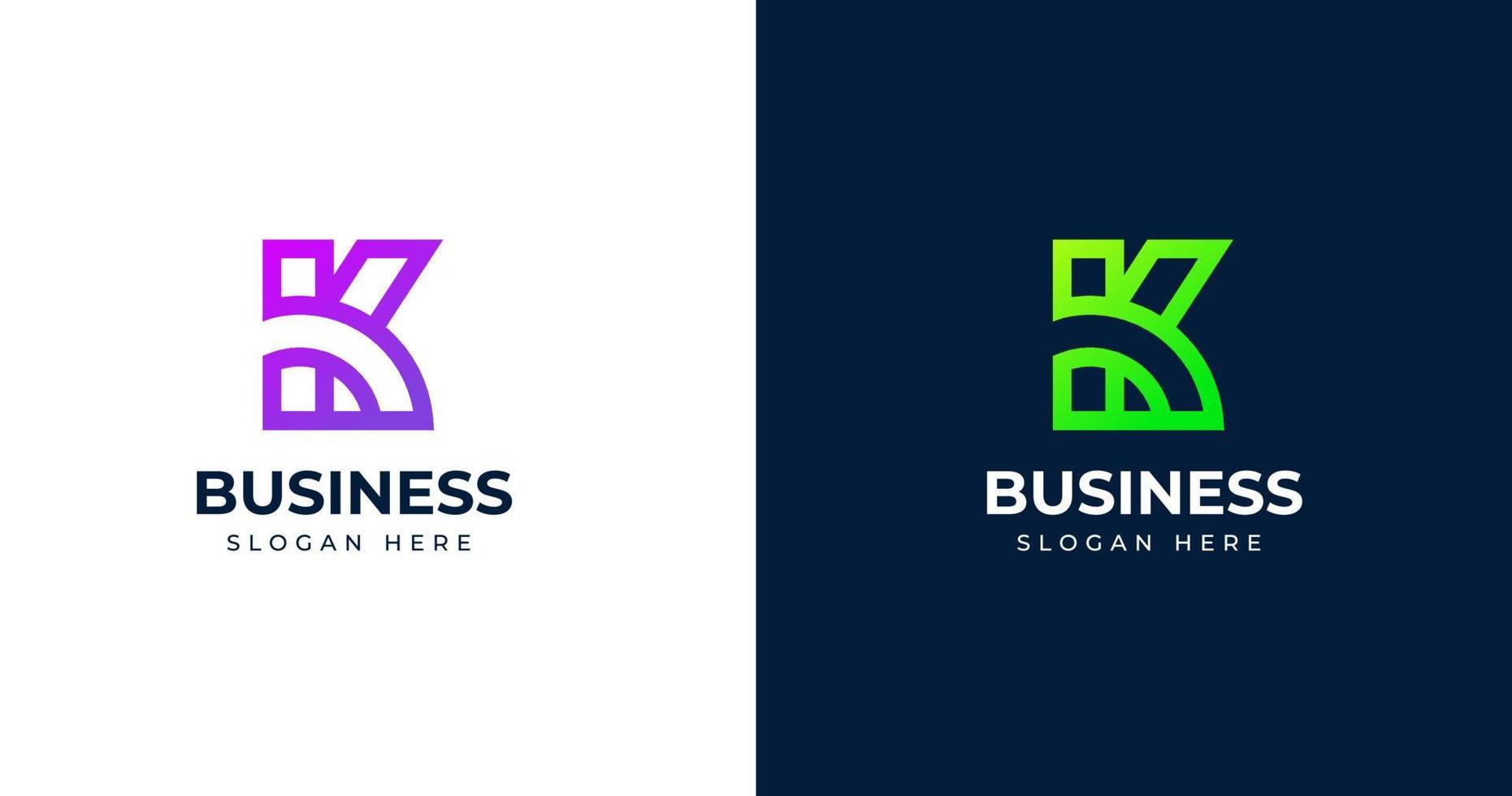 Initial K letter logo design template, line gradient concept, vector illustration