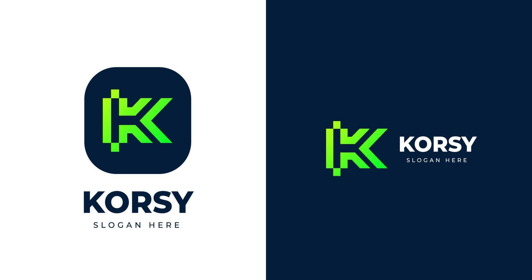 Initial K letter logo design template, line gradient concept, vector illustration