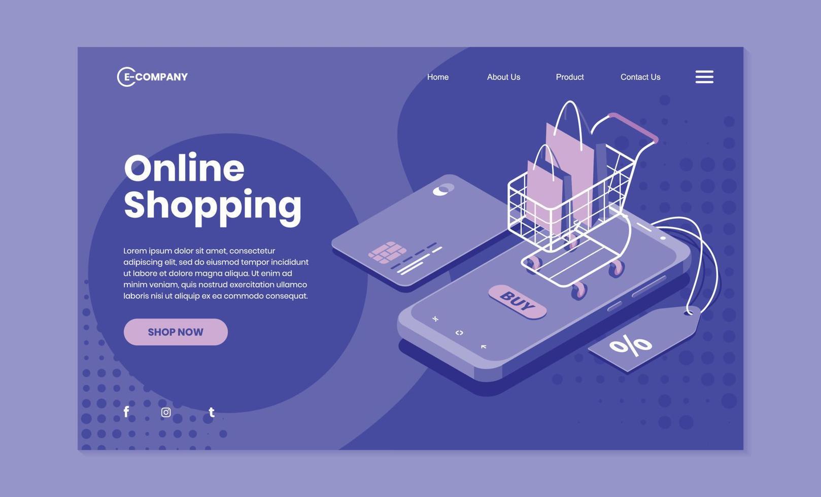 Online Shopping Store Landing Page Template vector