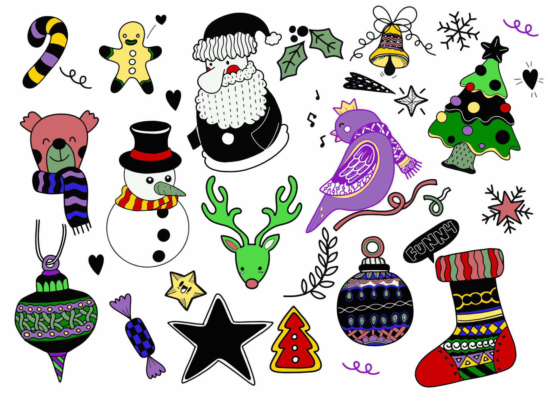 Festive christmas clipart elements collection 11975789 Vector Art at