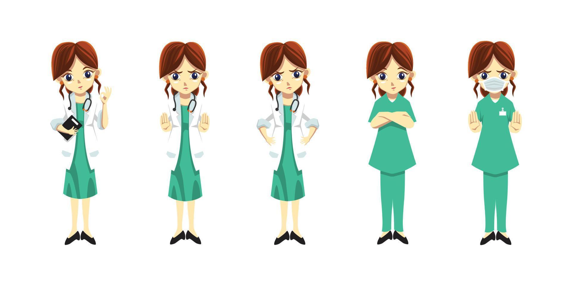 doctors woman cute flat style vector illustration design
