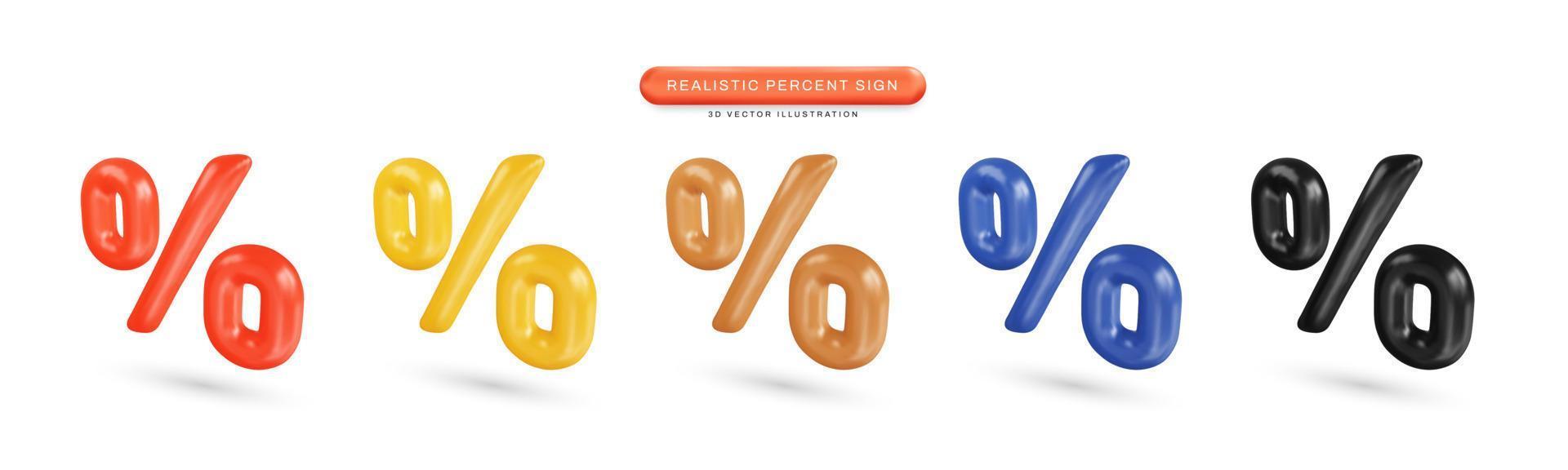 Percent sign realistic 3d vector illustration