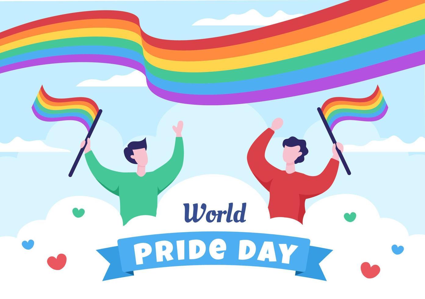 Happy Pride Month Day with LGBT Rainbow and Transgender Flag to Parade Against Violence, Discrimination, Equality or Homosexuality in Cartoon Illustration vector