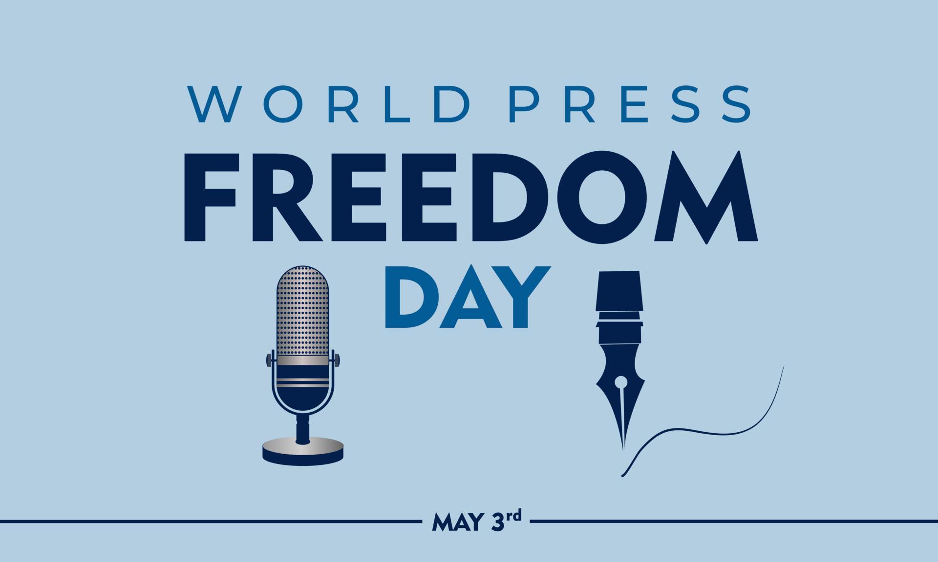World Press Freedom Day, May 3rd, Vector Illustration and Text, Simple