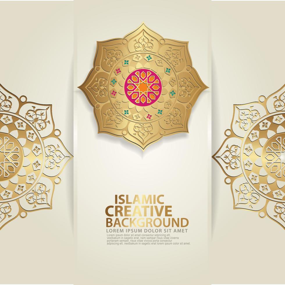 Islamic traditional wedding events and other users with realistic Islamic ornamental colorful detail of mosaic vector