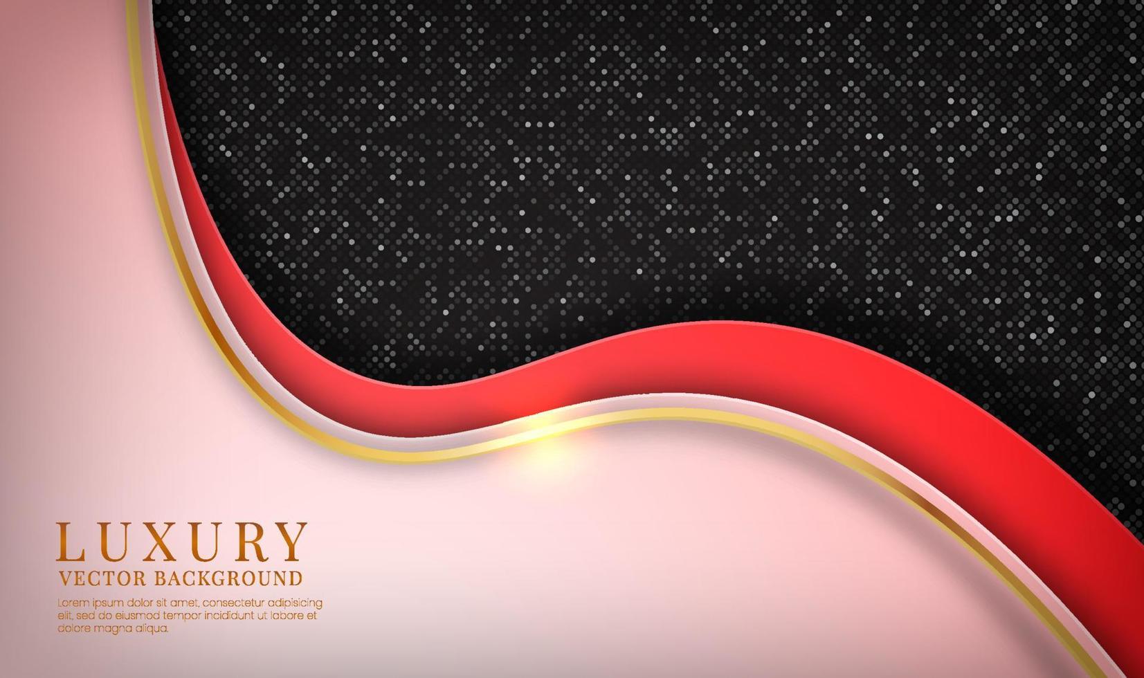 3D red luxury abstract background overlap layers on dark space with golden waves effect decoration. Graphic design element future style concept for banner, flyer, brochure, cover, or landing page vector