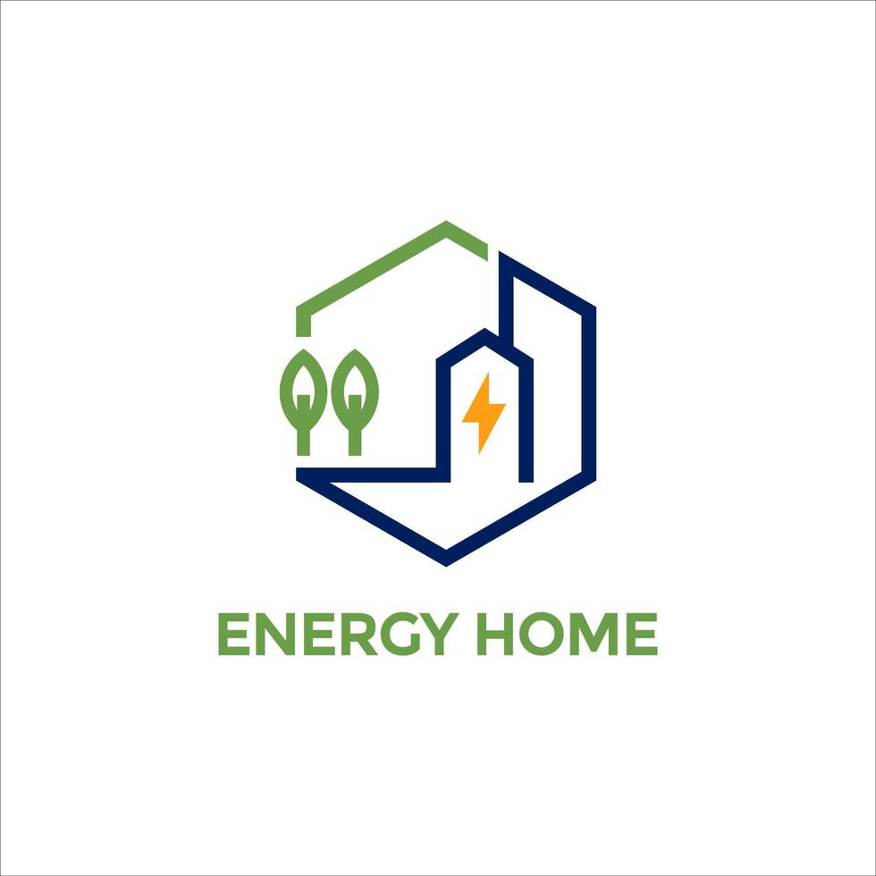 diseño de logotipo de casa de energía moderna vector