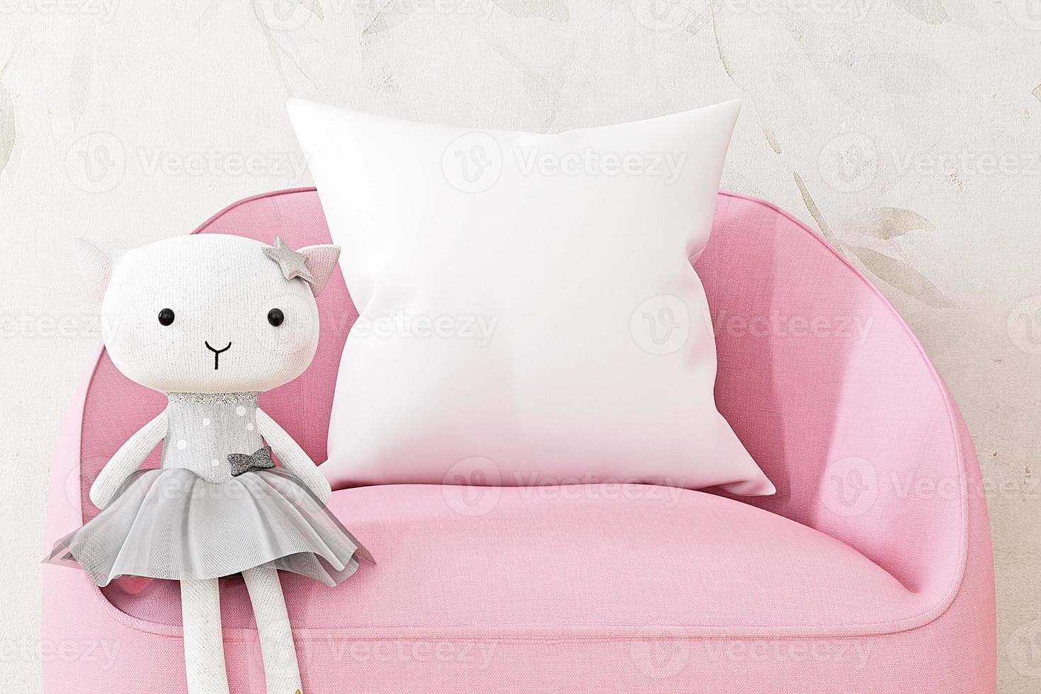 Pillow mockup kids pink chair-02 photo