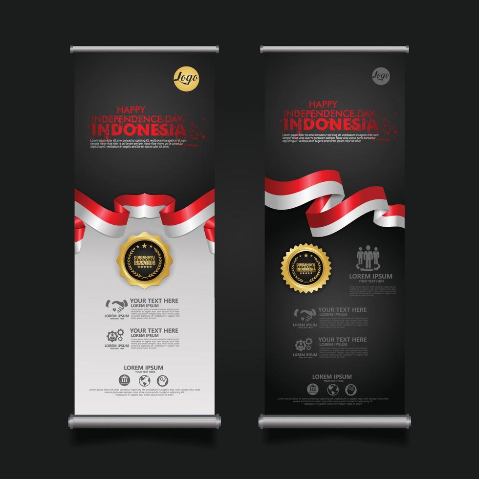 Indonesia Independence Day Celebration, roll up banner set design Vector Template Illustration