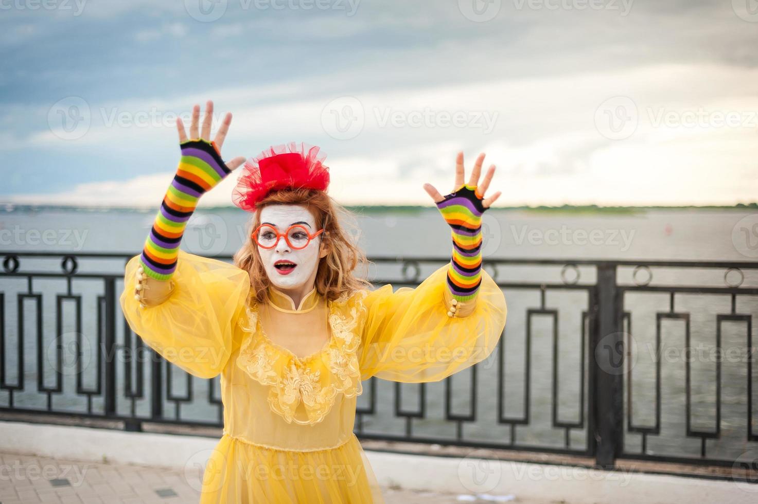 street MIME, trying to float in the air photo