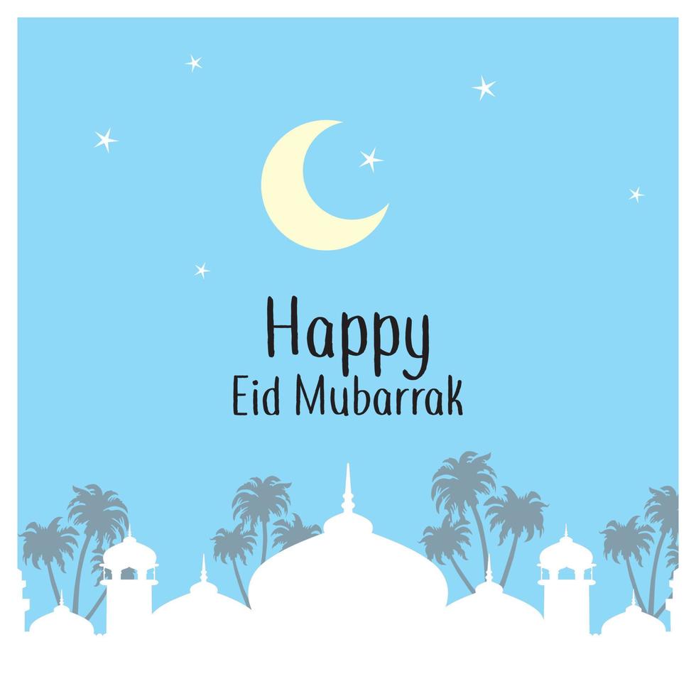 Islamic template or background, happy Eid 2022. Monochrome simple square shape. vector