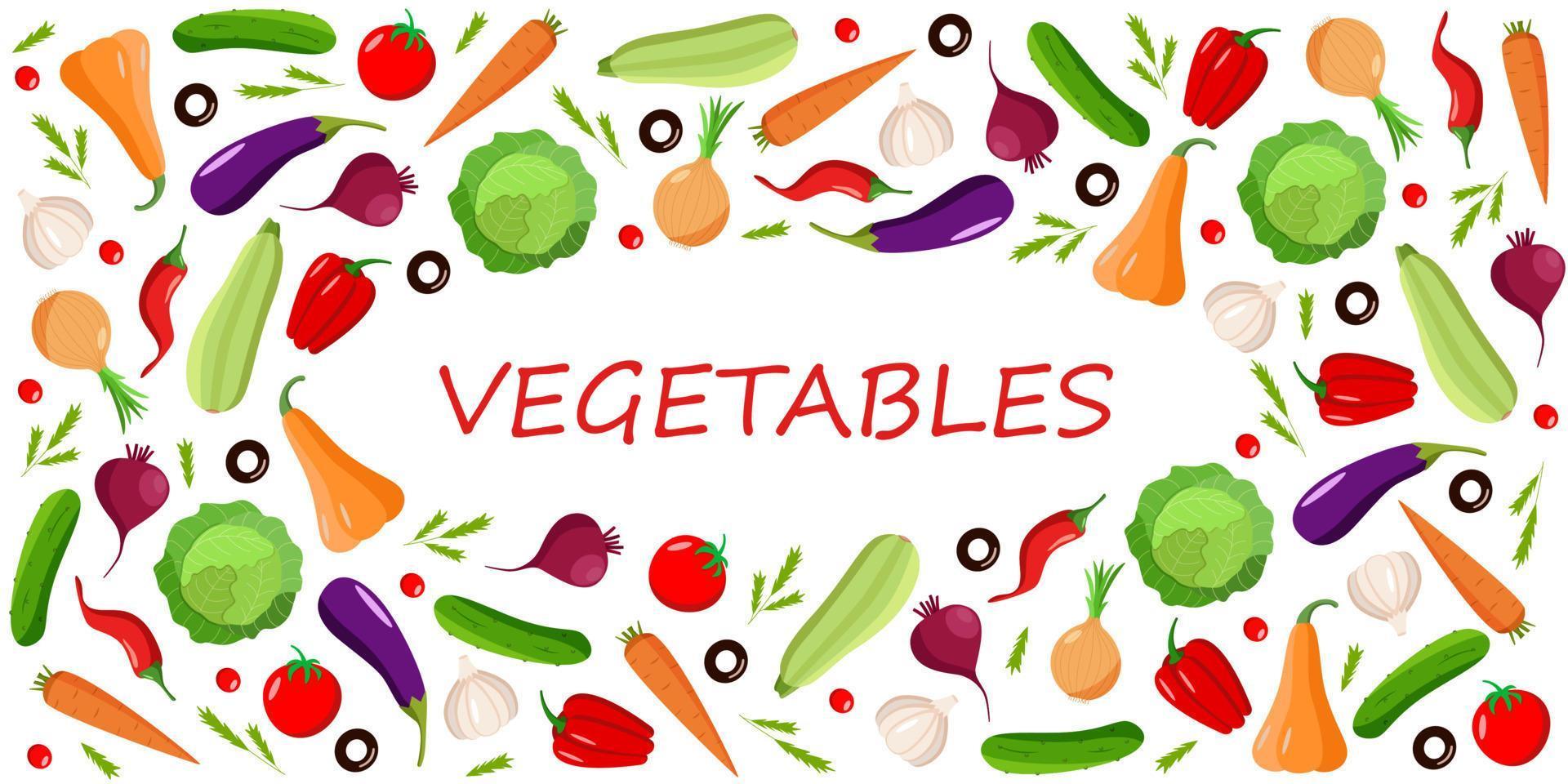 A set of different vegetables. Vector illustration of seasonal autumn harvest