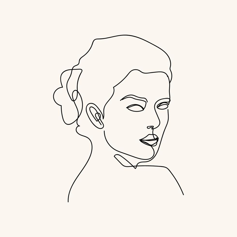 mujer mínima ilustración dibujada a mano. dibujo de estilo de una línea vector