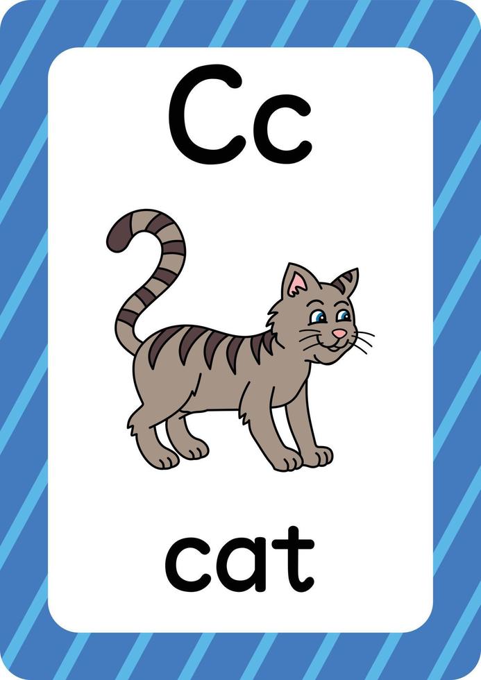Cat vector isolated on white background letter C flashcard Cat cartoon