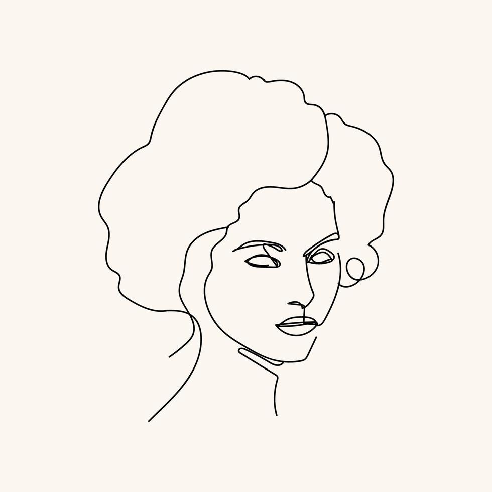 Woman minimal hand-drawn illustration. one-line style drawing vector