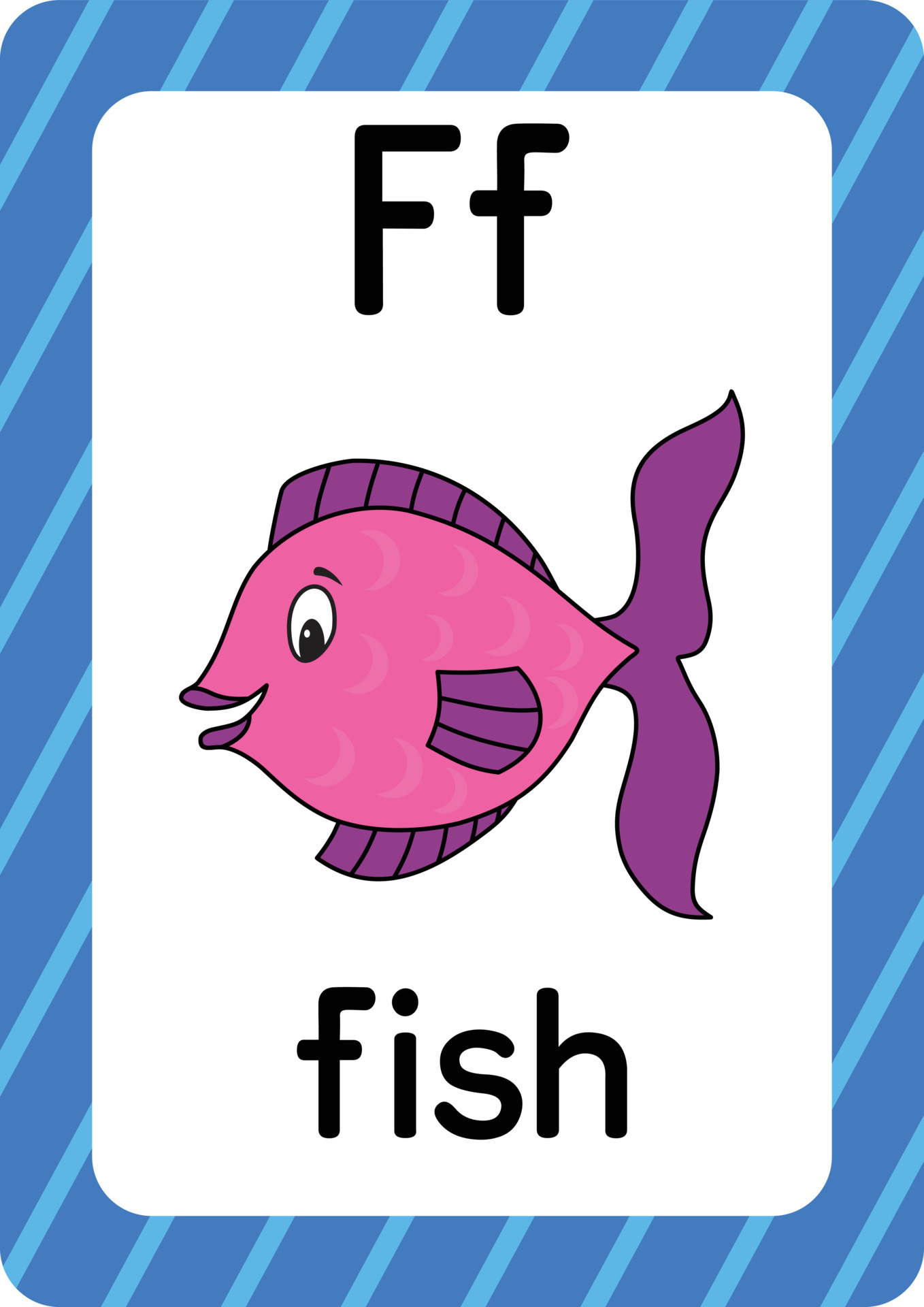 Fish vector isolated on white background letter F flashcard Fish