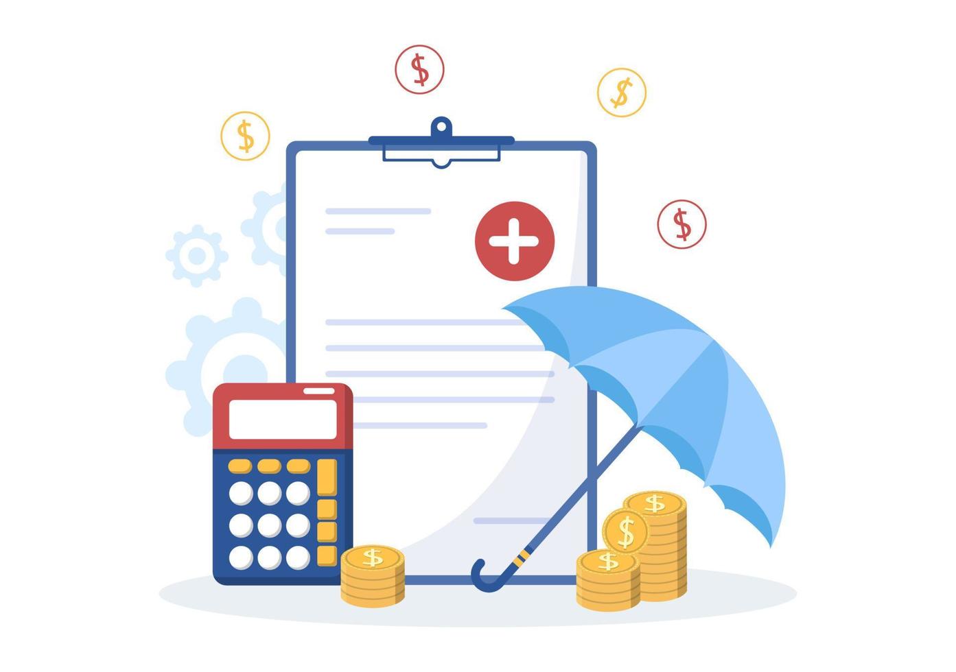 Hospital Medical Billing Service with Health Insurance Form for Hospitalization or Treatment on Cartoon Background Illustration vector