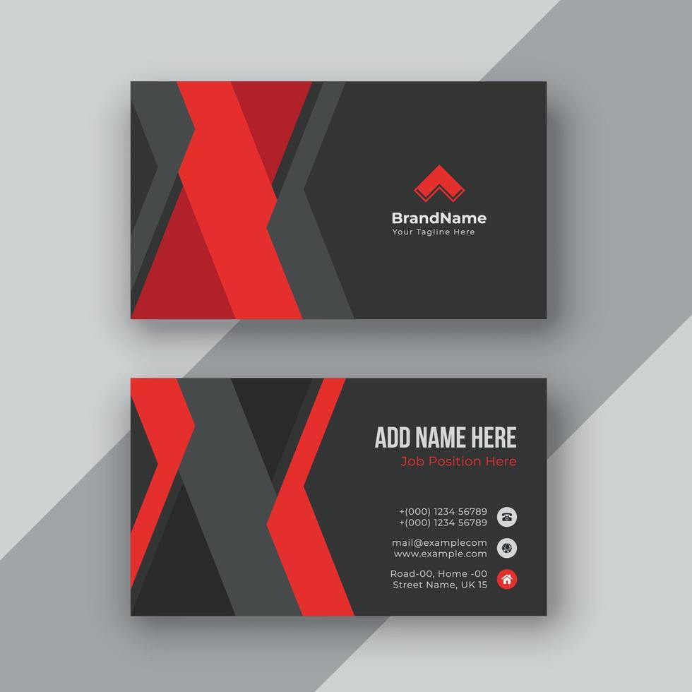 Red corporate business card, name card template vector