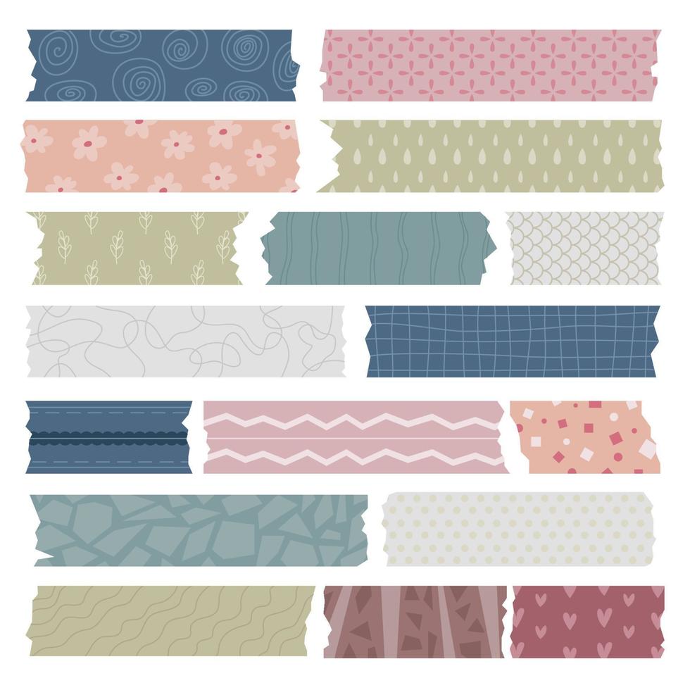 Pastel Pattern Vintage Washi Tape Ripped Paper with torn colorful clip art for sticker or stationary texture vector