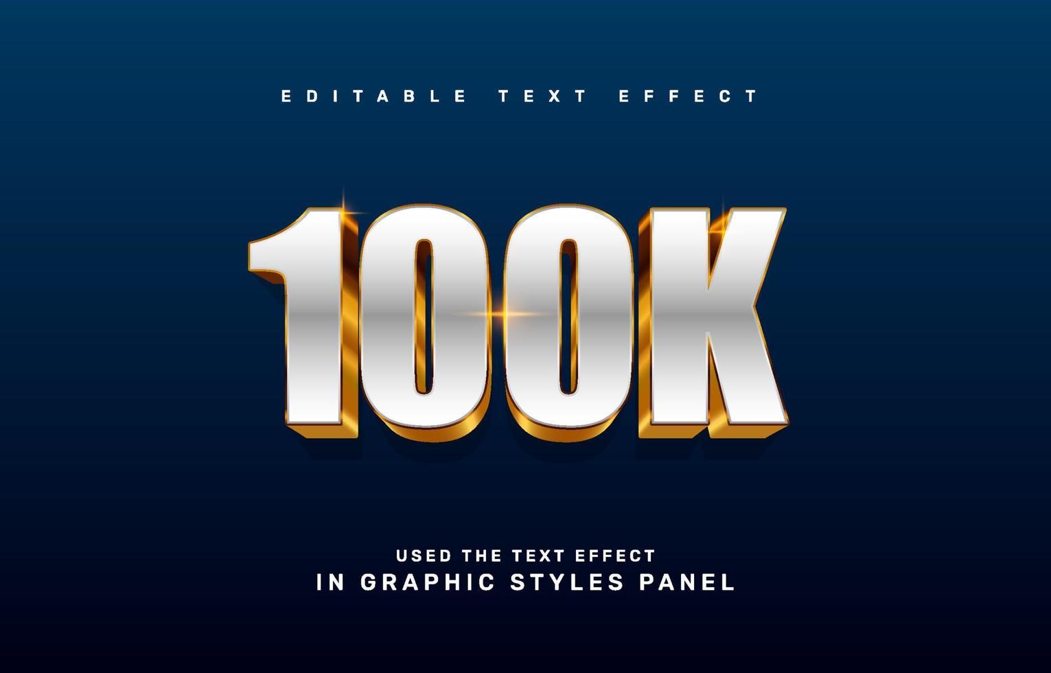 plantilla de efecto de texto de celebración de oro 100k vector