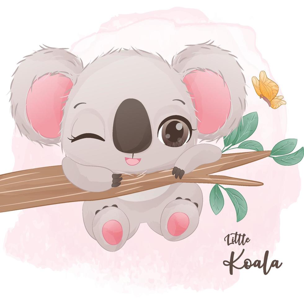 Adorable little koala illustration vector