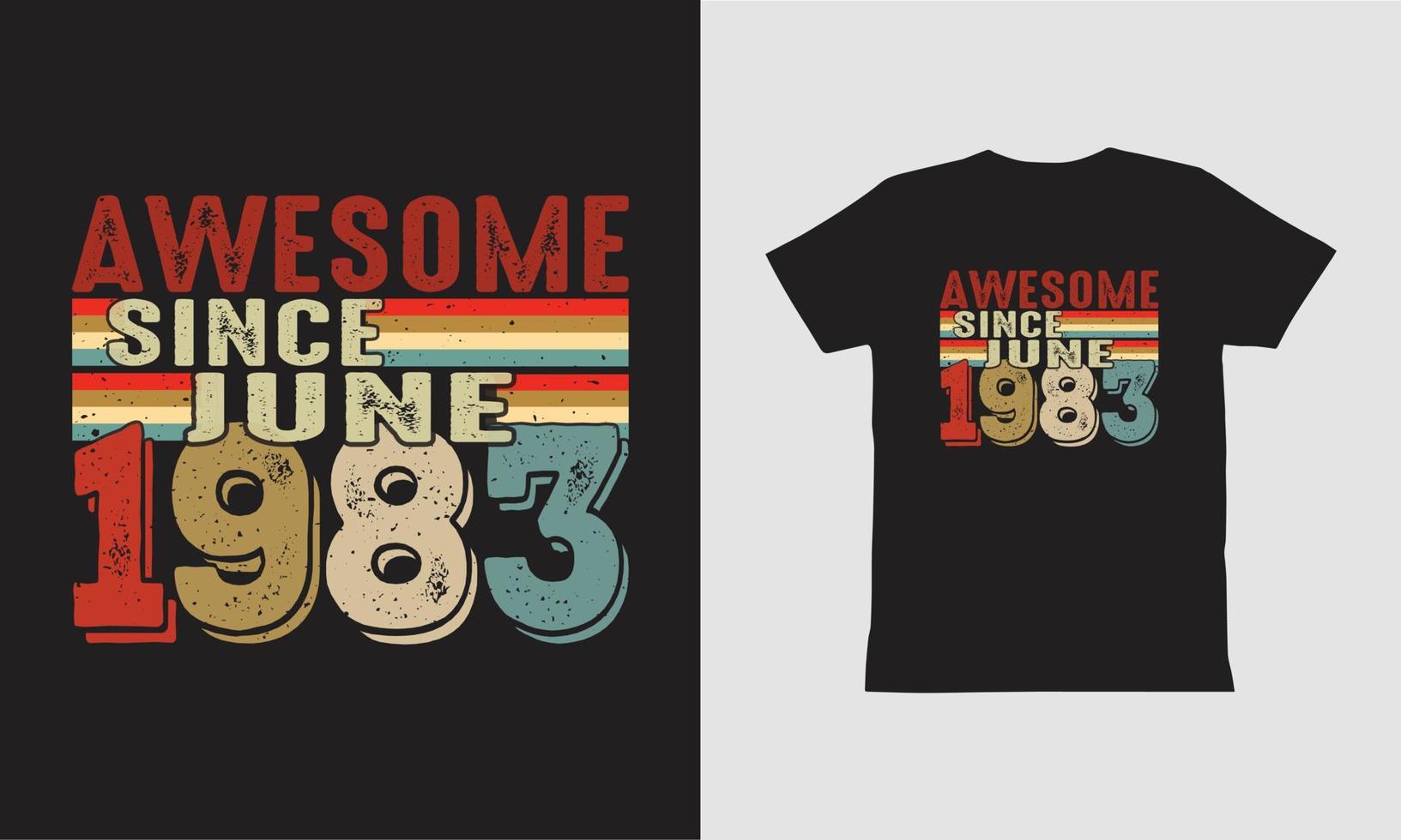 impresionante desde junio de 1983 diseño de camiseta. vector